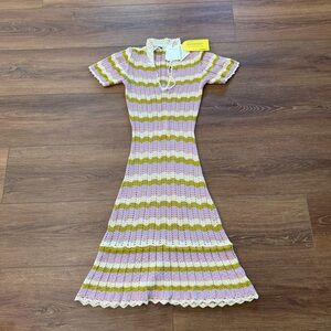 NWT Sandro Multicolor Crochet Polo Dress